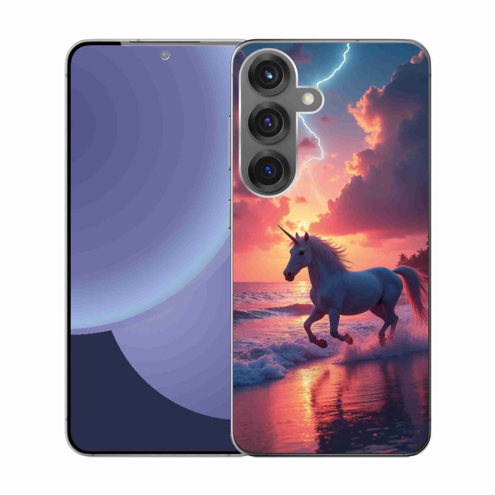 Gélový kryt mmCase na Samsung Galaxy S25 - jednorožec na pláži