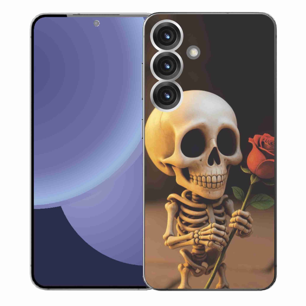 Gélový kryt mmCase na Samsung Galaxy S25+ - kostlivec s ružou