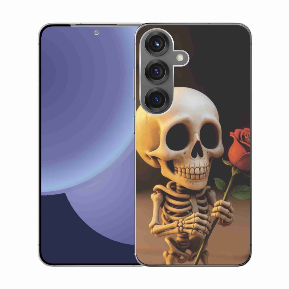Gélový kryt mmCase na Samsung Galaxy S25 - kostlivec s ružou
