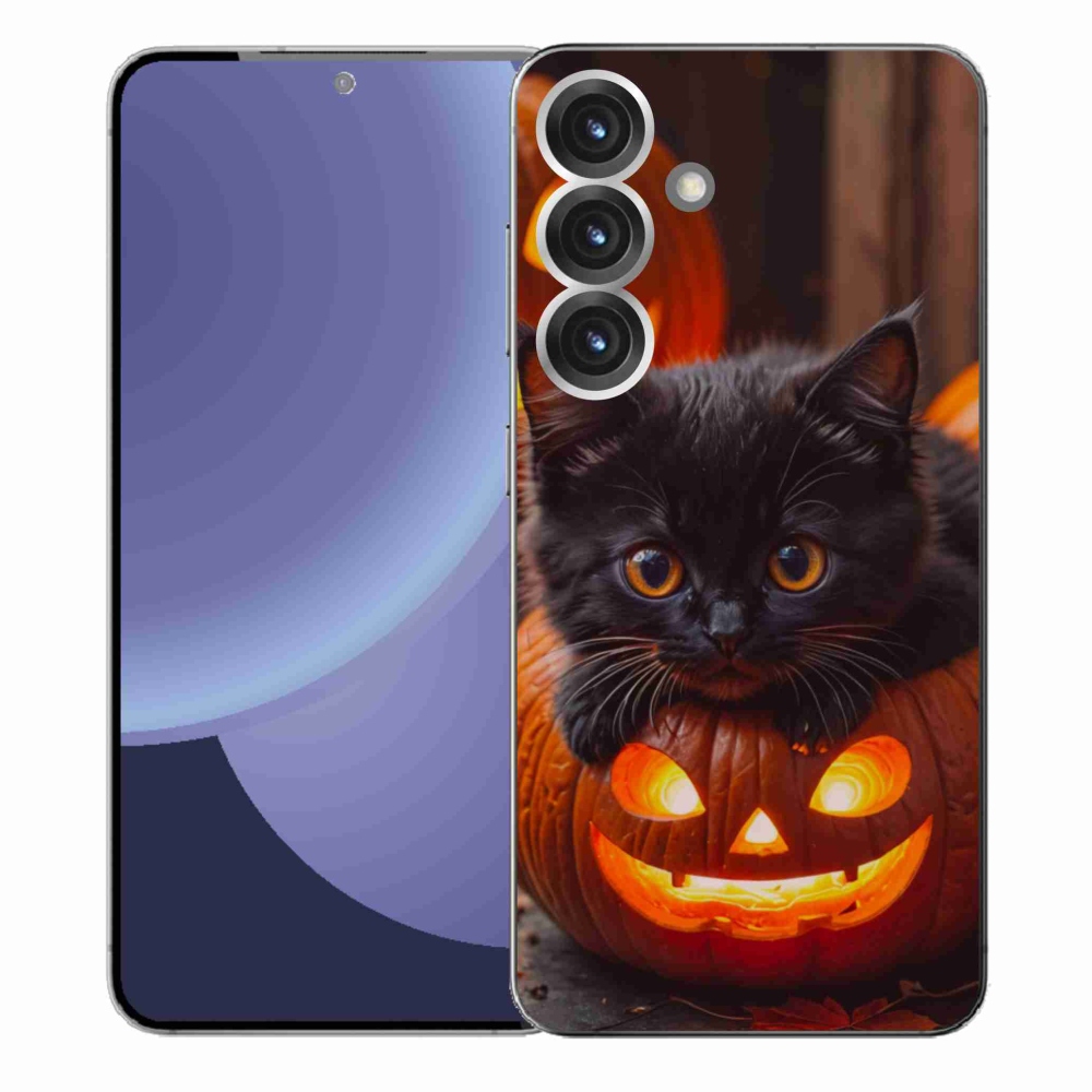 Gélový kryt mmCase na Samsung Galaxy S25+ - mačiatko a tekvica