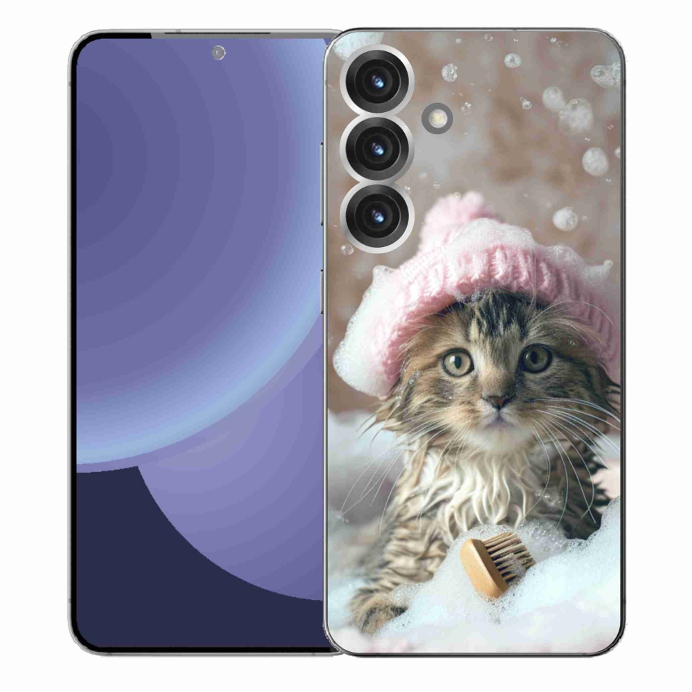 Gélový kryt mmCase na Samsung Galaxy S25+ - mačiatko a kúpeľ