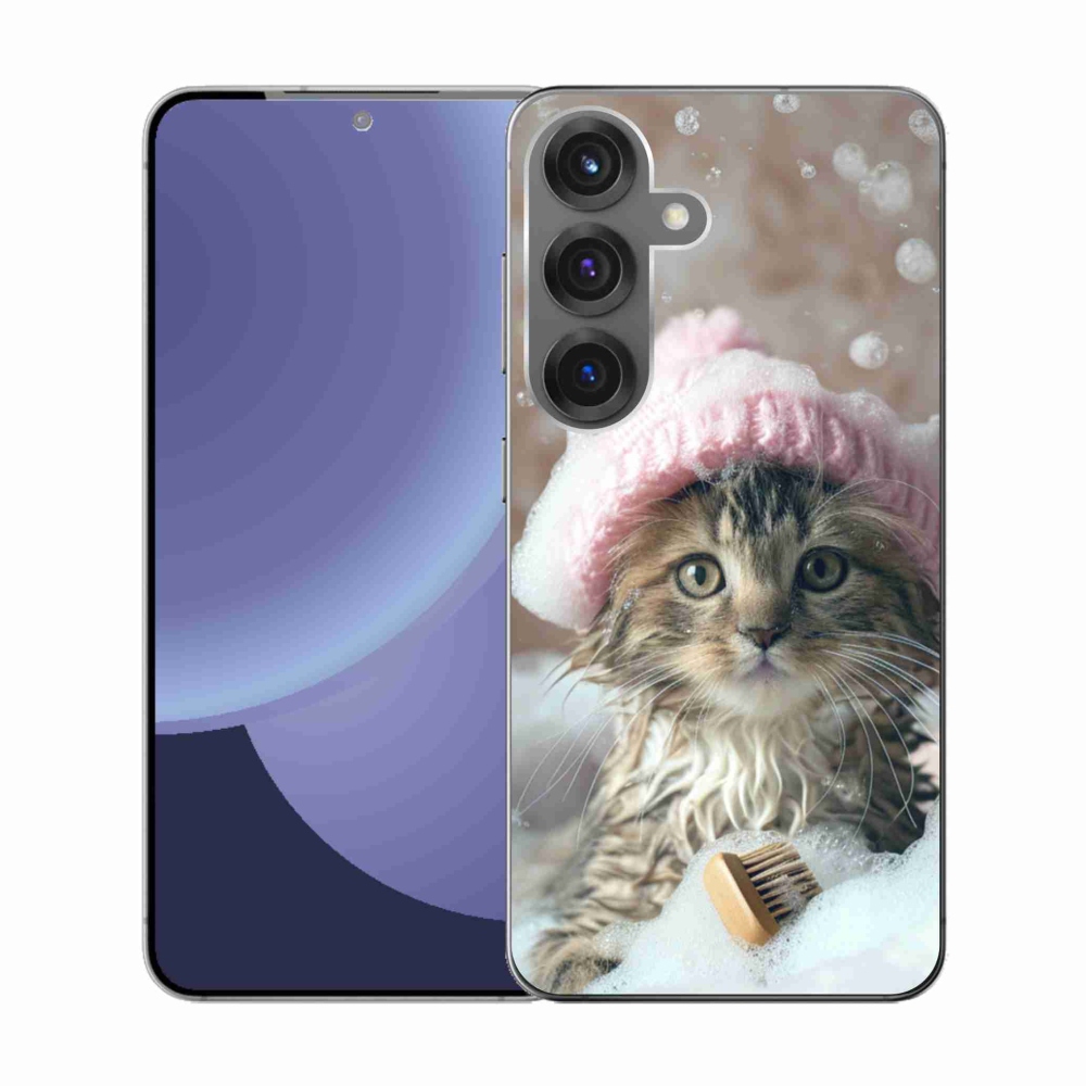Gélový kryt mmCase na Samsung Galaxy S25 - mačiatko a kúpeľ