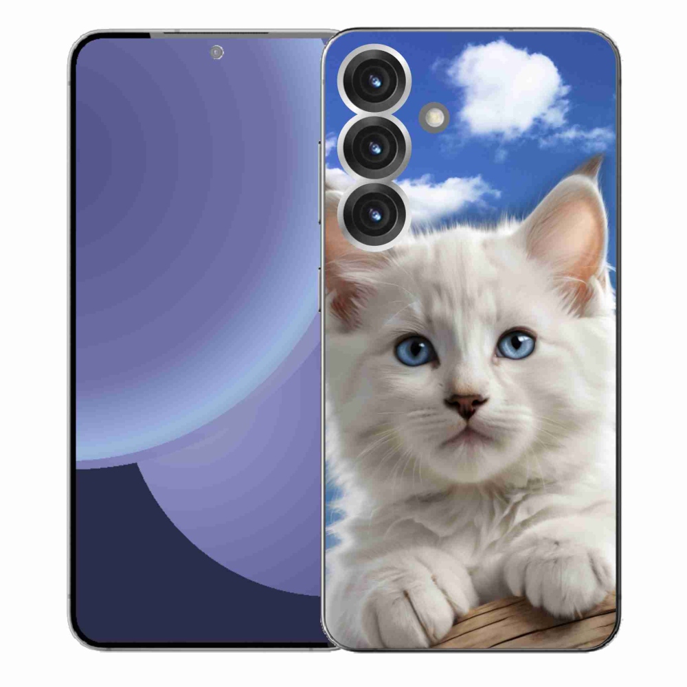 Gélový kryt mmCase na Samsung Galaxy S25+ - mačiatko a oblaky