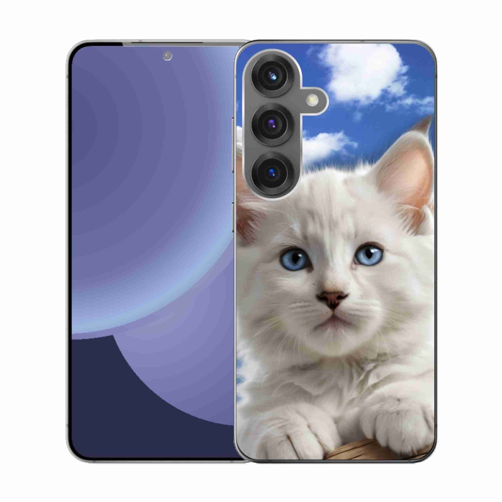 Gélový kryt mmCase na Samsung Galaxy S25 - mačiatko a oblaky