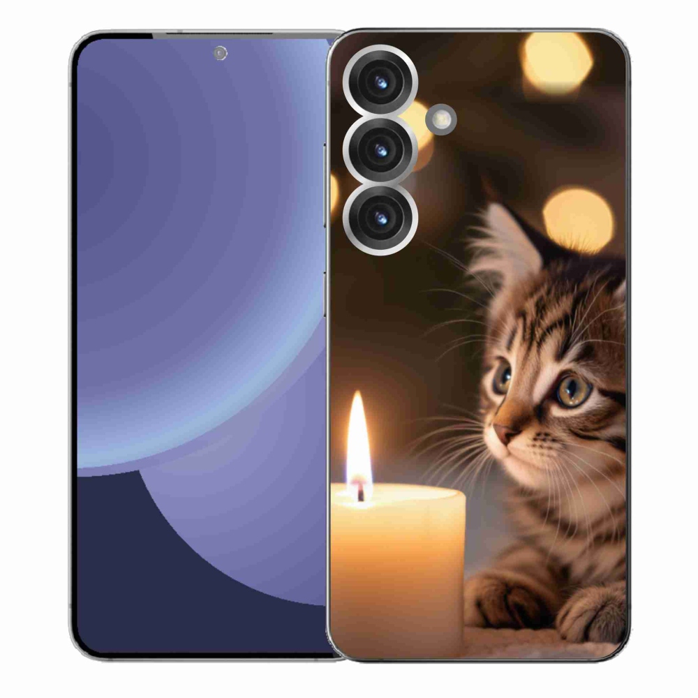 Gélový kryt mmCase na Samsung Galaxy S25+ - mačiatko a sviečka