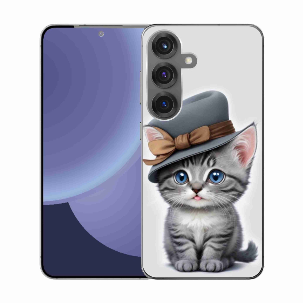 Gélový kryt mmCase na Samsung Galaxy S25 - mačiatko s klobúkom
