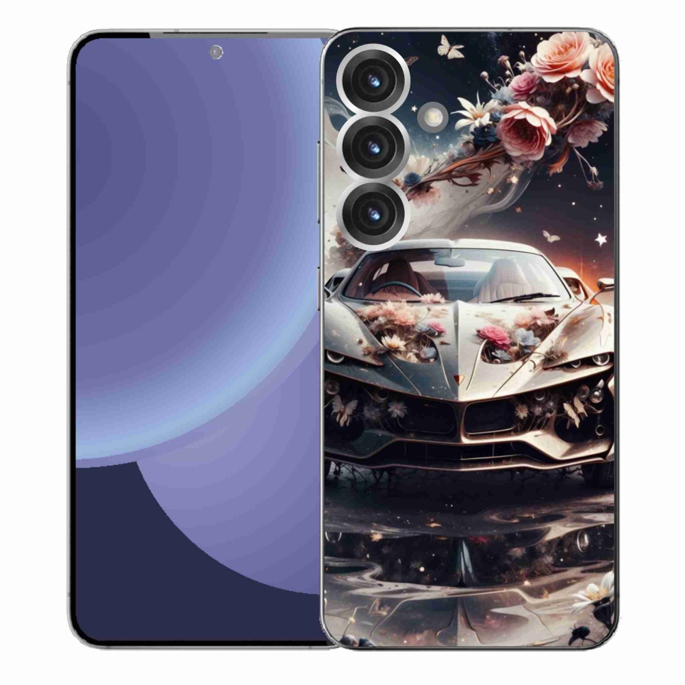 Gélový kryt mmCase na Samsung Galaxy S25+ - kvetinový športový automobil