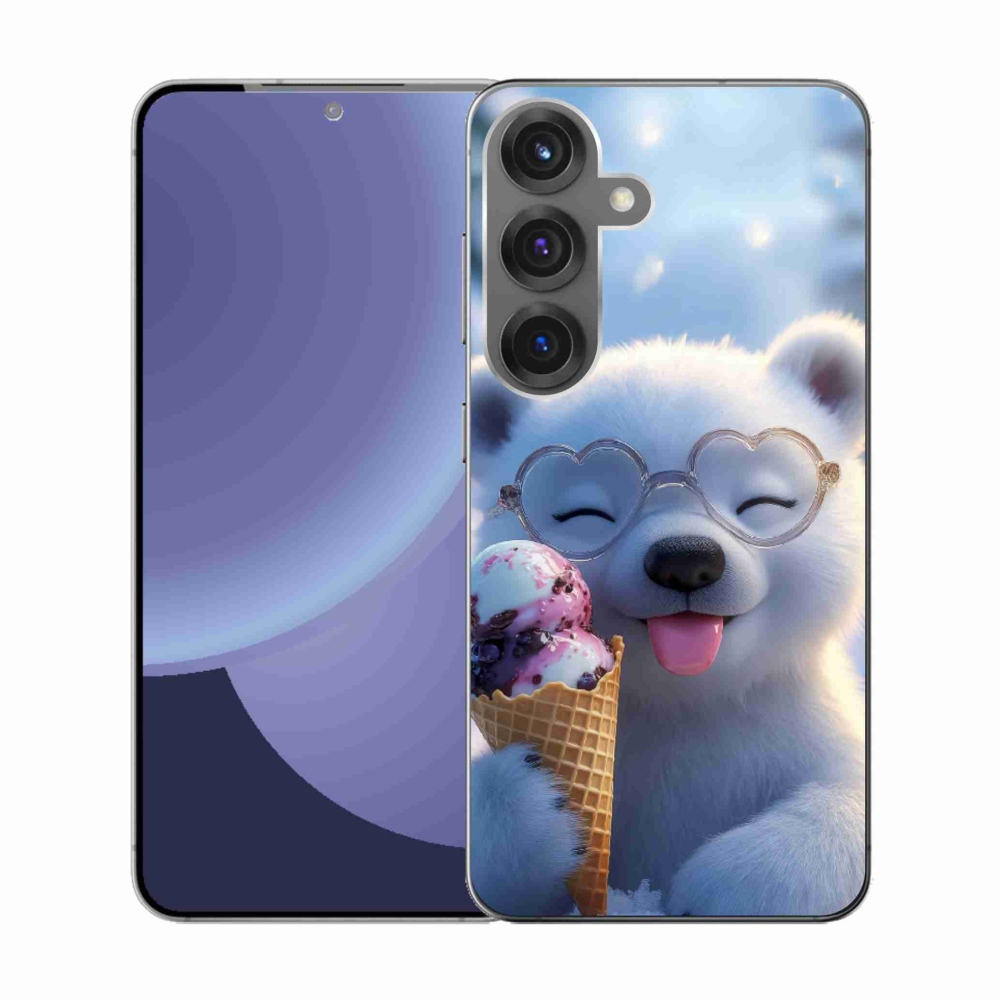 Gélový kryt mmCase na Samsung Galaxy S25 - medvedík so zmrzlinou