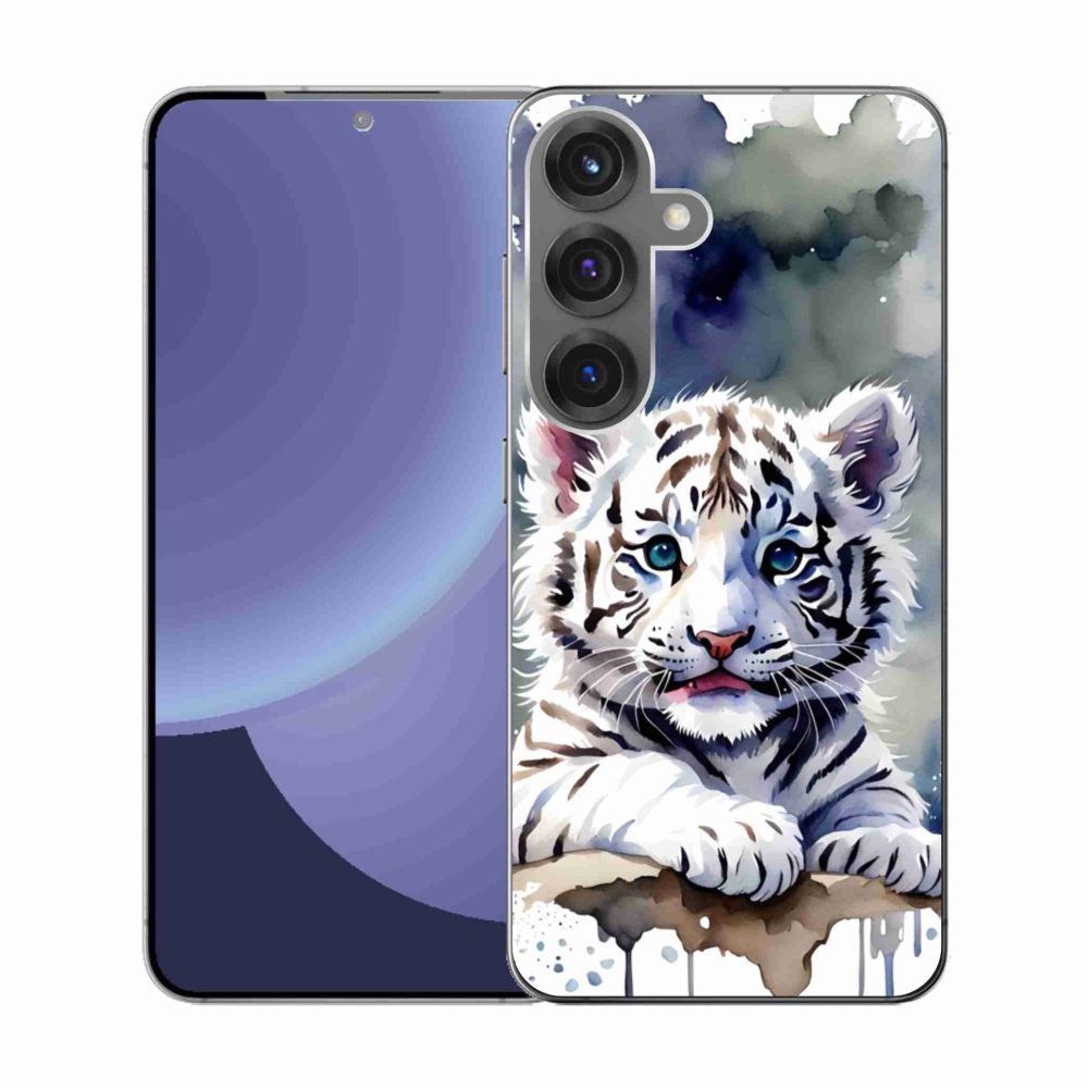 Gélový kryt mmCase na Samsung Galaxy S25 - mláďa bieleho tigra