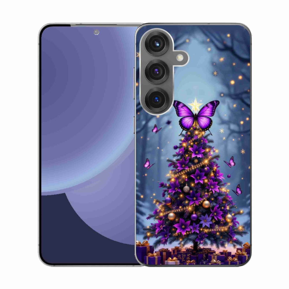 Gélový kryt mmCase na Samsung Galaxy S25 - motýlí vianočný stromček