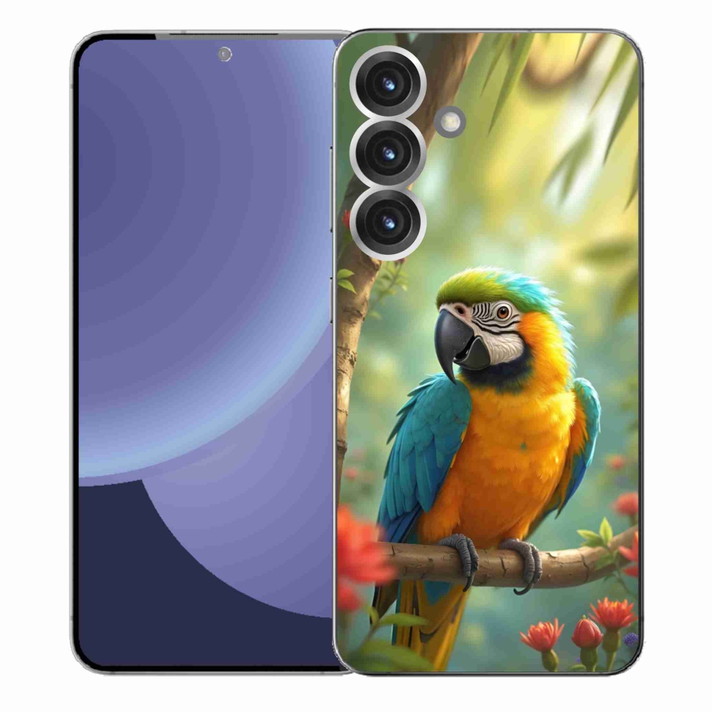 Gélový kryt mmCase na Samsung Galaxy S25+ - papagáj ara modrožltá