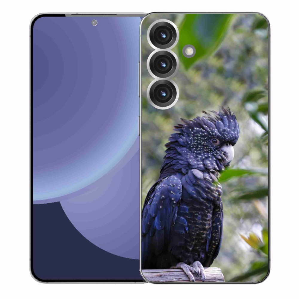 Gélový kryt mmCase na Samsung Galaxy S25+ - papagáj kakadu čierny
