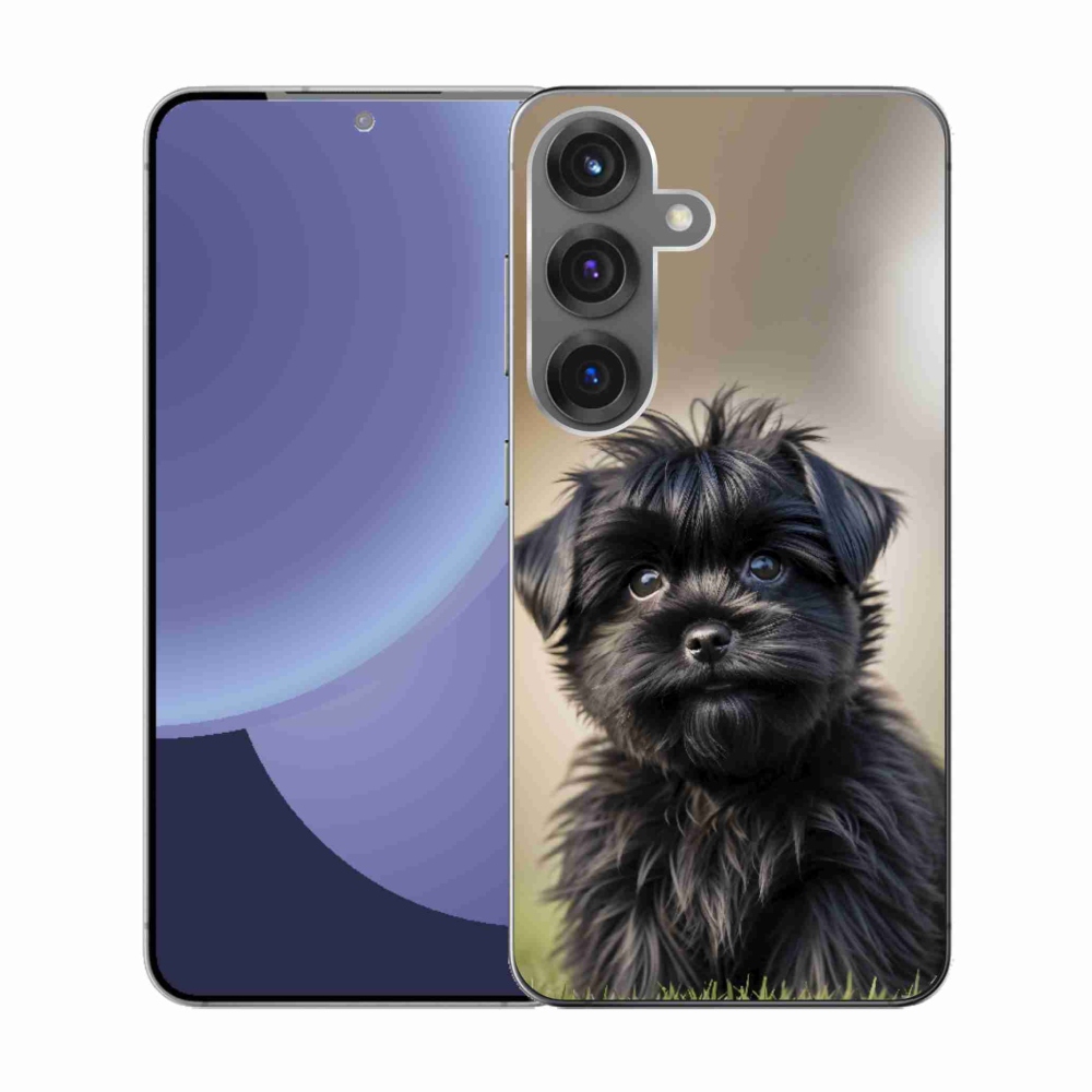 Gélový kryt mmCase na Samsung Galaxy S25 - roztomilý čierny psík