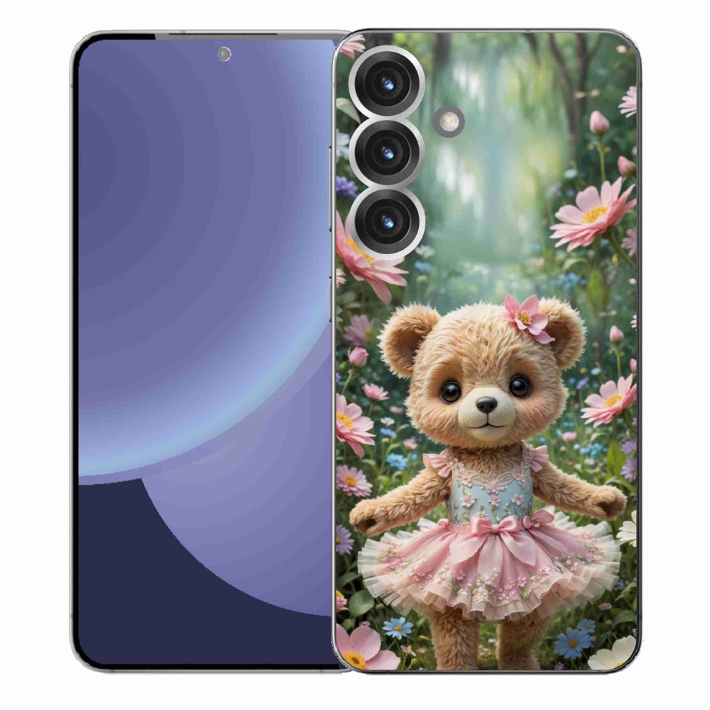 Gélový kryt mmCase na Samsung Galaxy S25+ - roztomilý medvedík v kvetoch