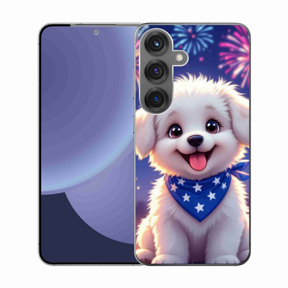 Gélový kryt mmCase na Samsung Galaxy S25 - slávnostné šteňa