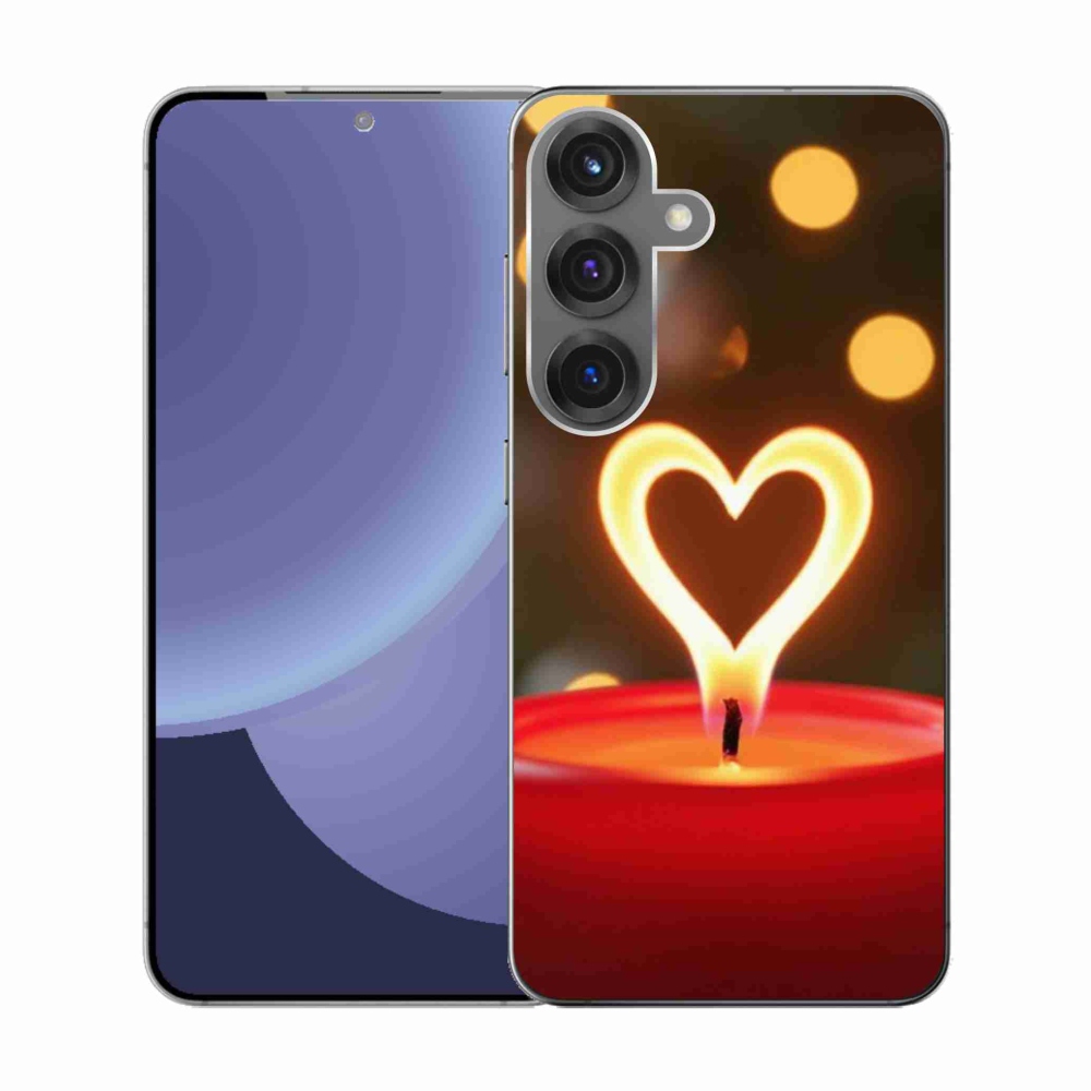 Gélový kryt mmCase na Samsung Galaxy S25 - srdce z plameňa