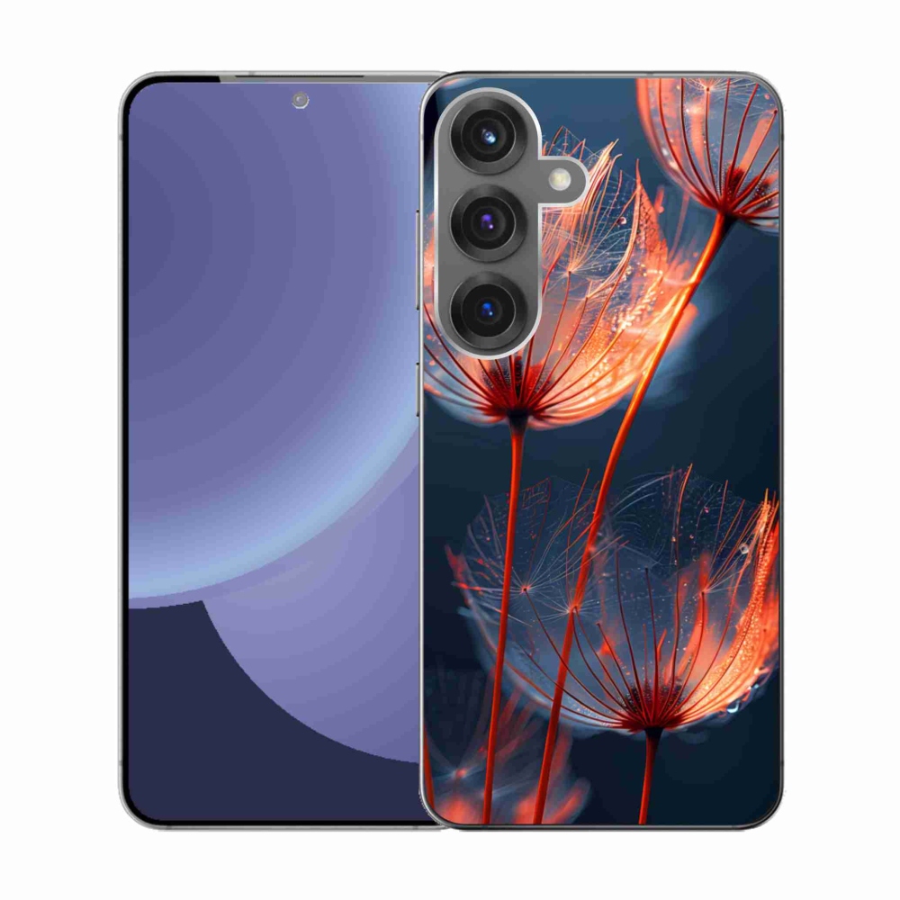 Gélový kryt mmCase na Samsung Galaxy S25 - svetielkujúce páperie