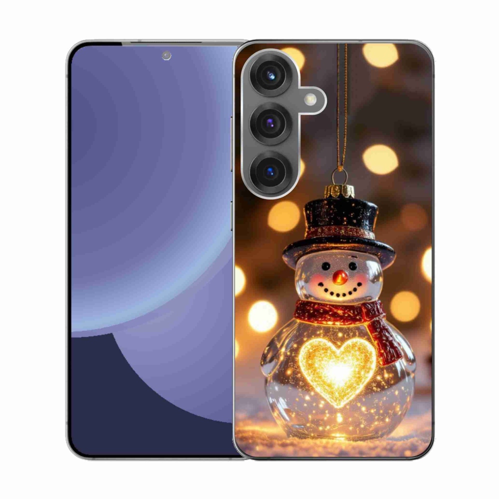 Gélový kryt mmCase na Samsung Galaxy S25 - svietiaci vianočný snehuliak