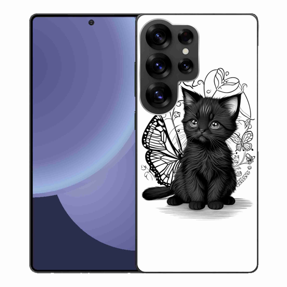 Gélový kryt mmCase na Samsung Galaxy S25 Ultra - čierne mačiatko