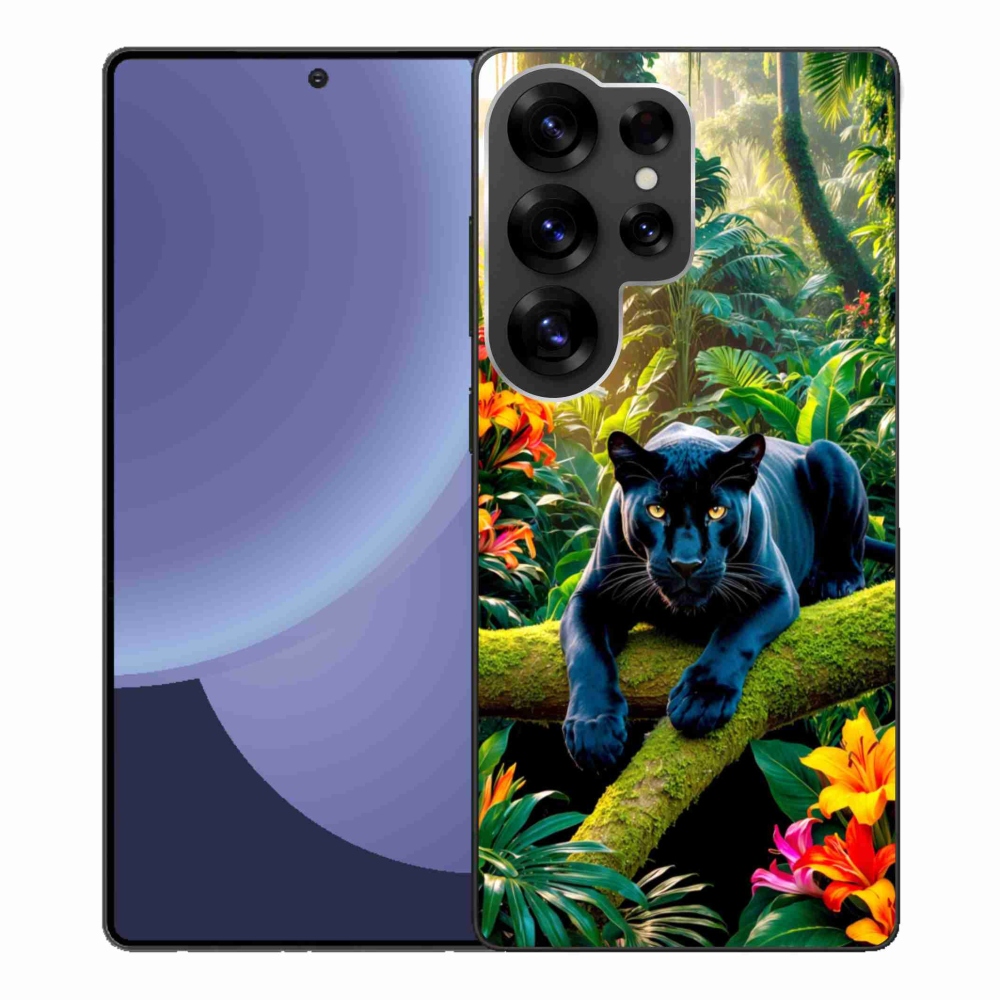 Gélový kryt mmCase na Samsung Galaxy S25 Ultra - čierny panter v džungli
