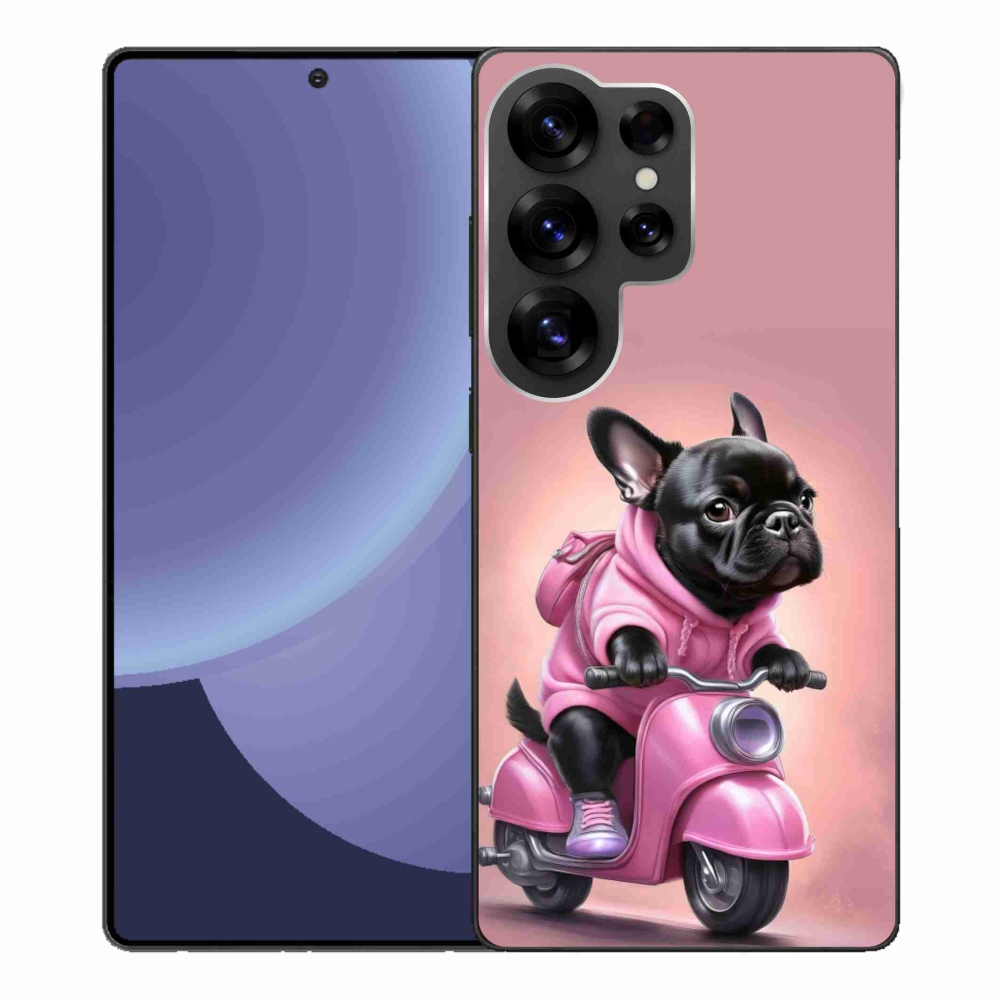 Gélový kryt mmCase na Samsung Galaxy S25 Ultra - francúzsky buldoček na skútri