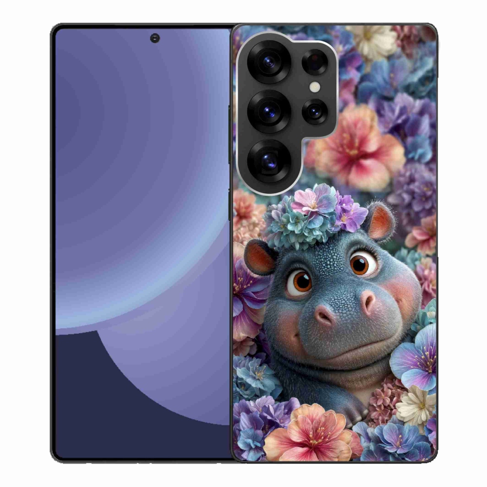 Gélový kryt mmCase na Samsung Galaxy S25 Ultra - hrošík v kvetoch