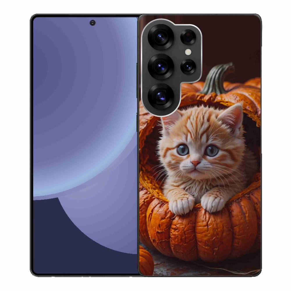 Gélový kryt mmCase na Samsung Galaxy S25 Ultra - mačiatko a tekvica 2