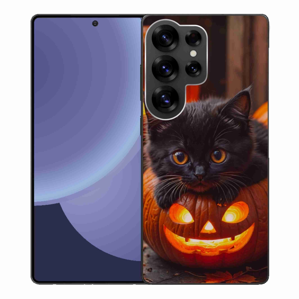 Gélový kryt mmCase na Samsung Galaxy S25 Ultra - mačiatko a tekvica