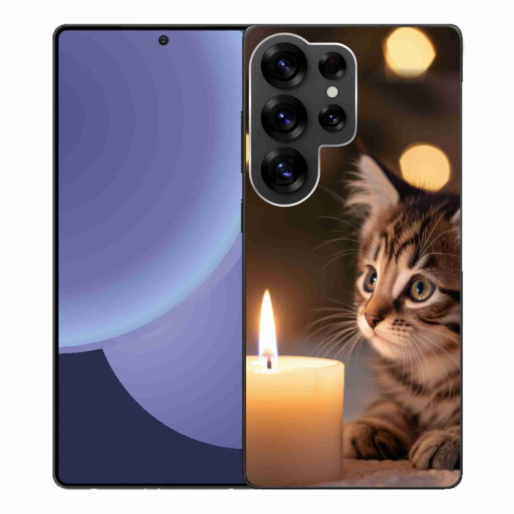 Gélový kryt mmCase na Samsung Galaxy S25 Ultra - mačiatko a sviečka