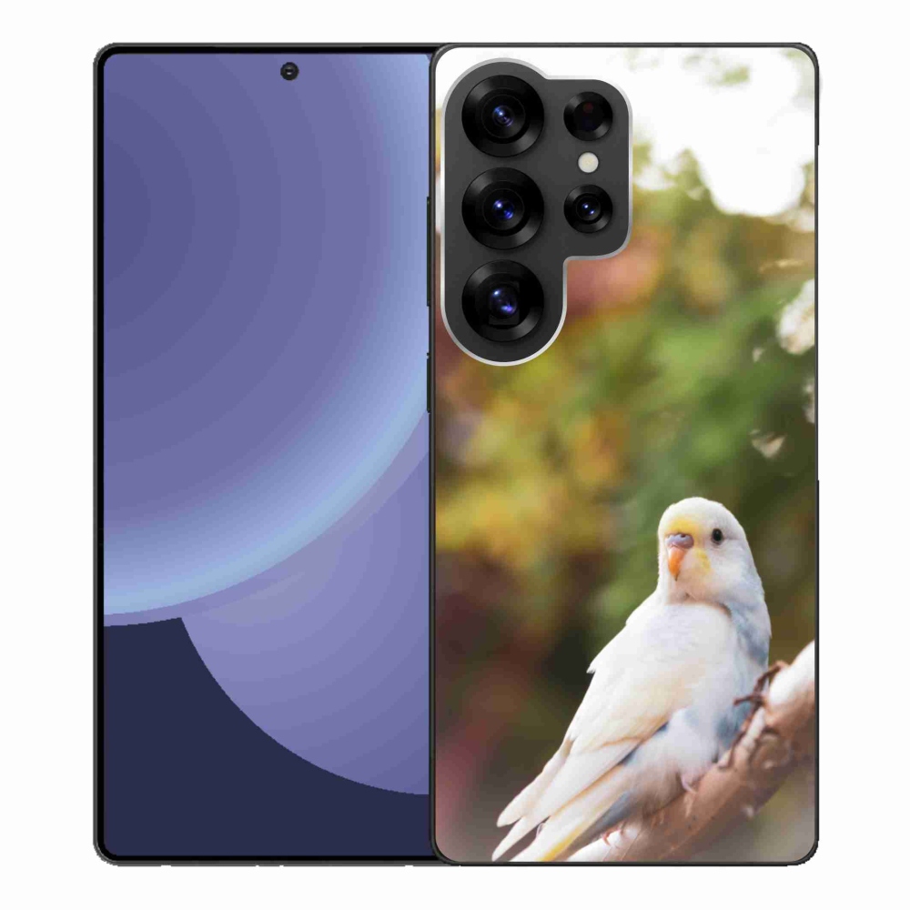 Gélový kryt mmCase na Samsung Galaxy S25 Ultra - papagáj andulka biela