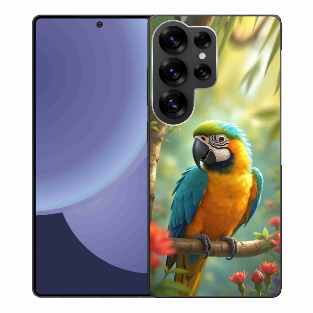 Gélový kryt mmCase na Samsung Galaxy S25 Ultra - papagáj ara modrožltá