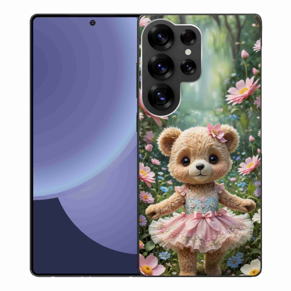 Gélový kryt mmCase na Samsung Galaxy S25 Ultra - roztomilý medvedík v kvetoch