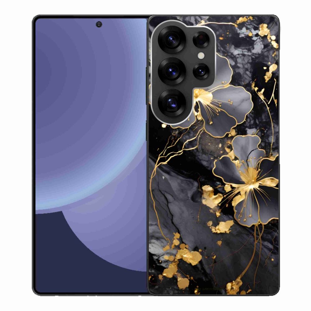 Gélový kryt mmCase na Samsung Galaxy S25 Ultra - zlaté kvety