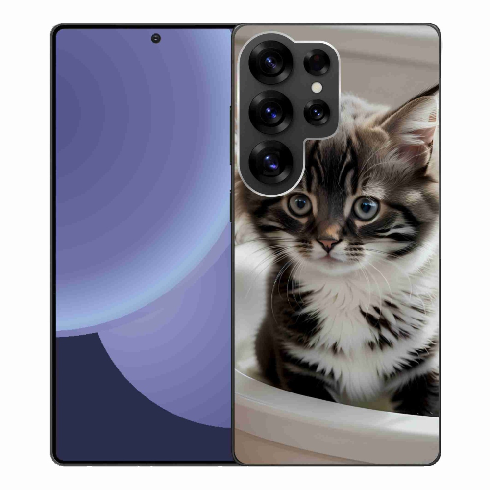 Gélový kryt mmCase na Samsung Galaxy S25 Ultra - zvedavé mačiatko
