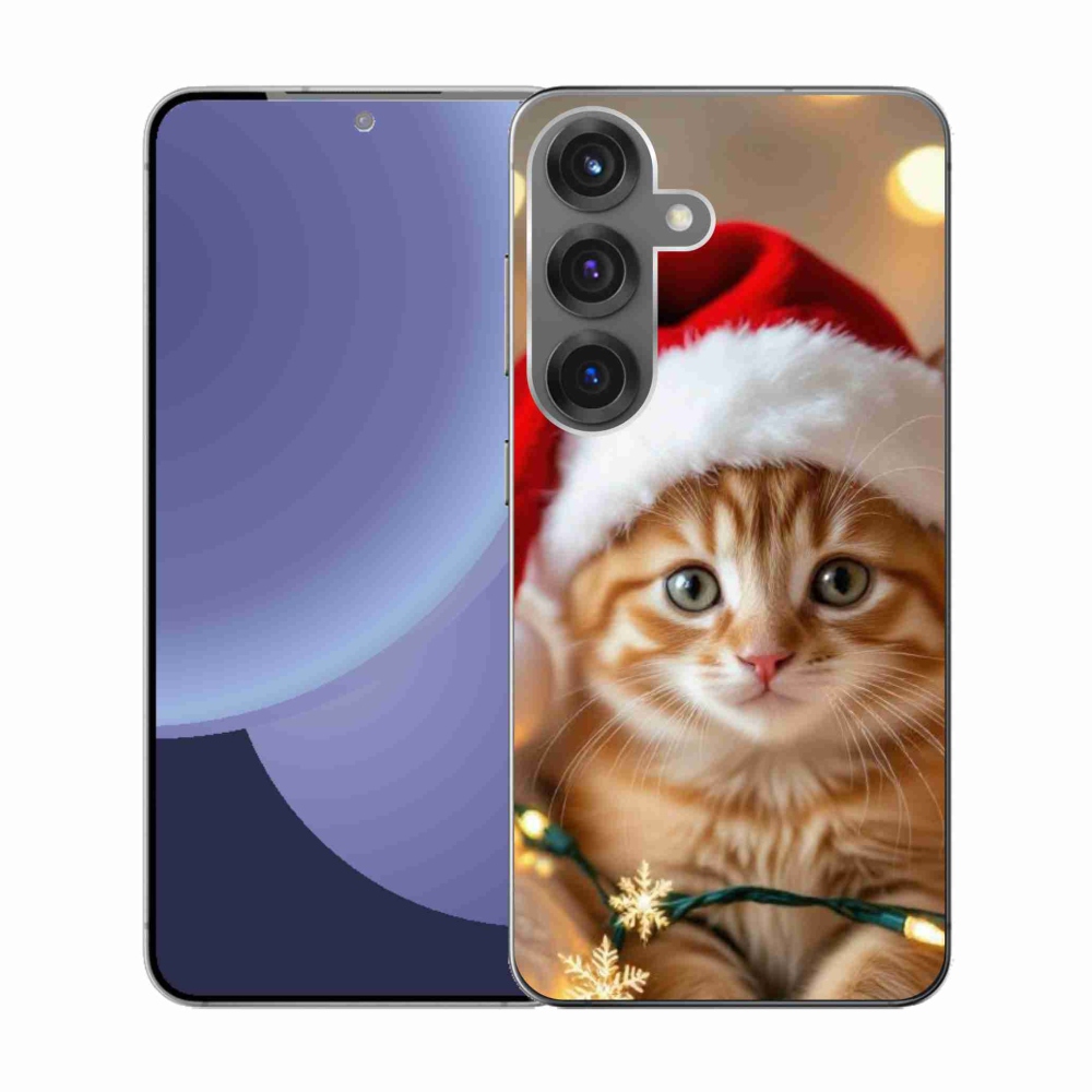 Gélový kryt mmCase na Samsung Galaxy S25 - vianočné mačiatko