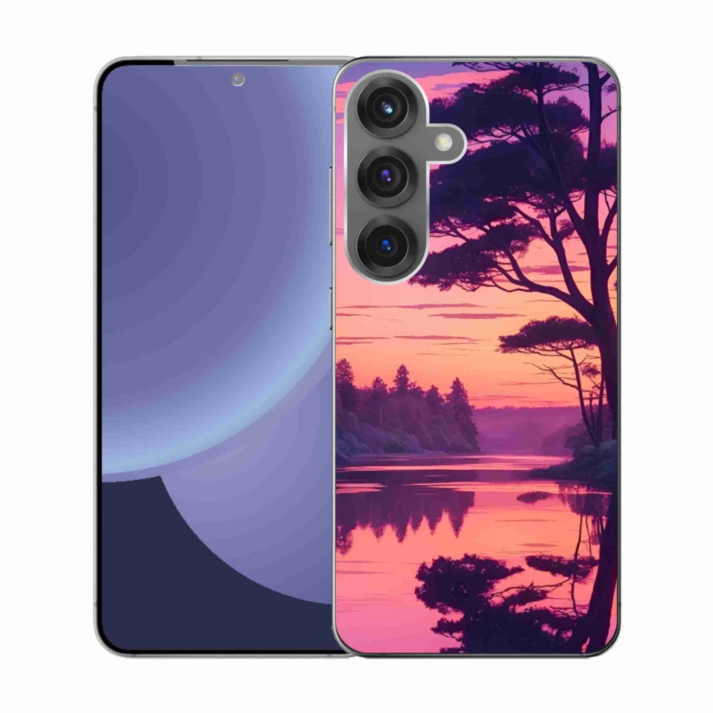 Gélový kryt mmCase na Samsung Galaxy S25 - západ slnka nad jazerom