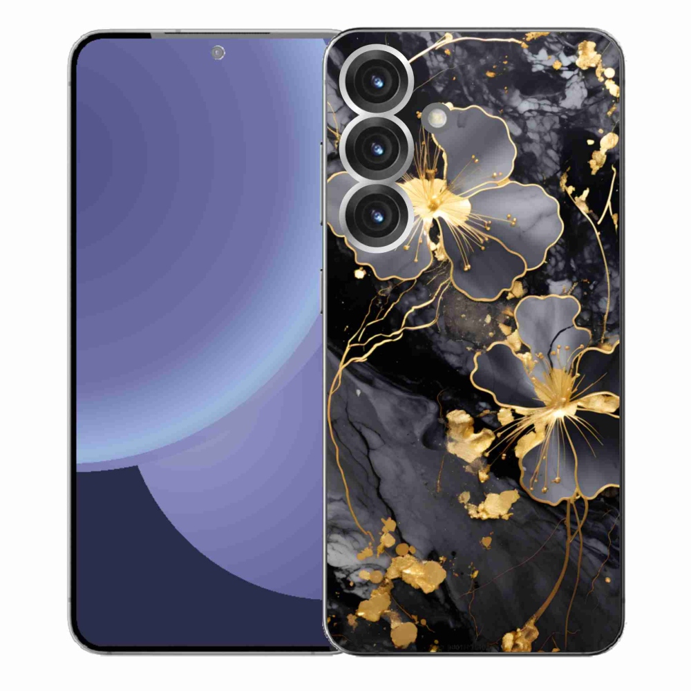 Gélový kryt mmCase na Samsung Galaxy S25+ - zlaté kvety