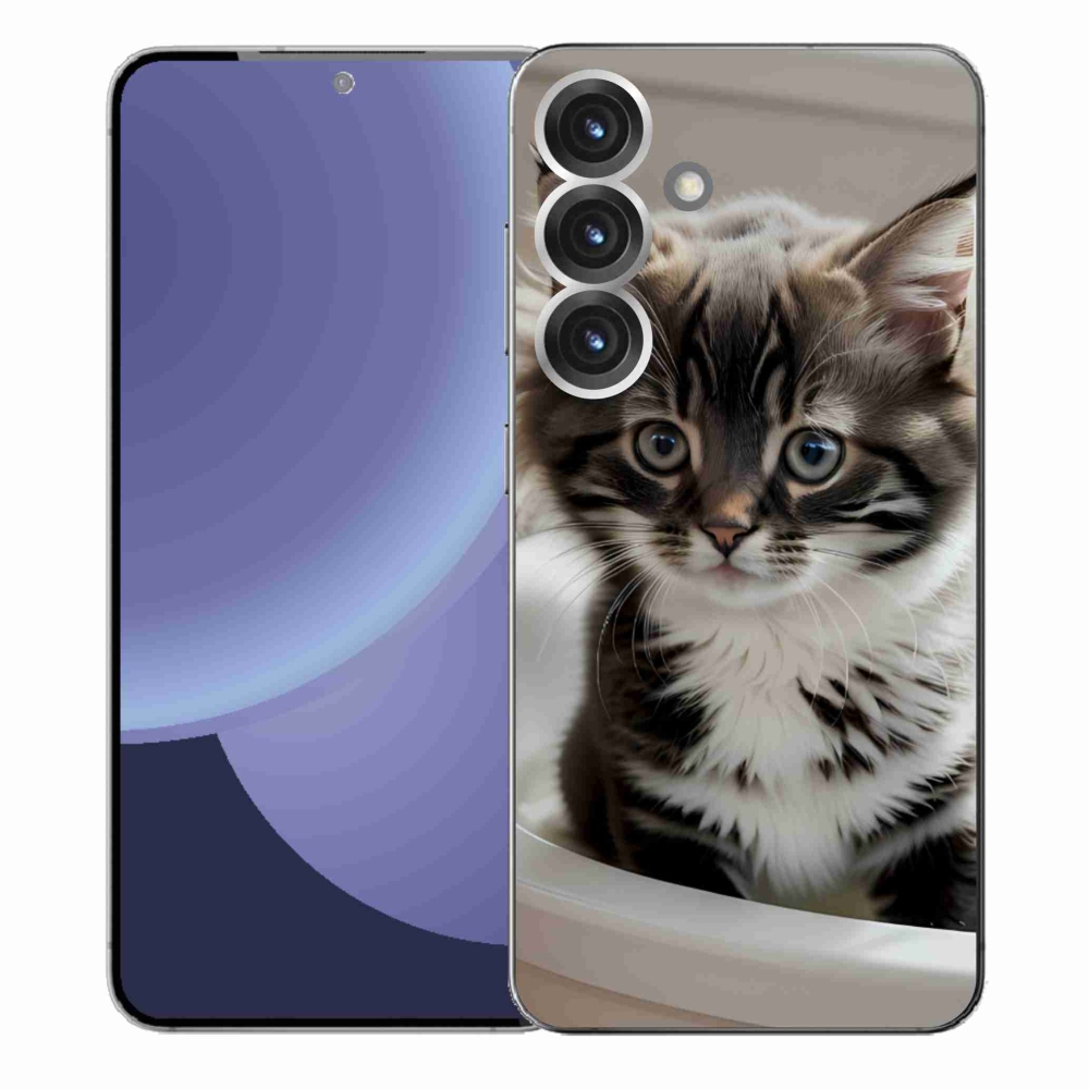 Gélový kryt mmCase na Samsung Galaxy S25+ - zvedavé mačiatko