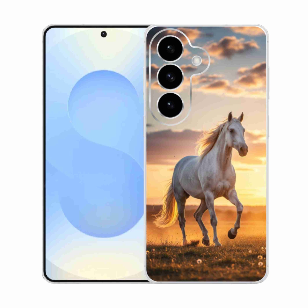 Gélový kryt mmCase na Samsung Galaxy S26 - bežiaci biely kôň 2