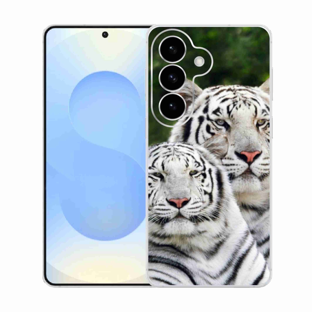 Gélový kryt mmCase na Samsung Galaxy S26 - bieli tigre