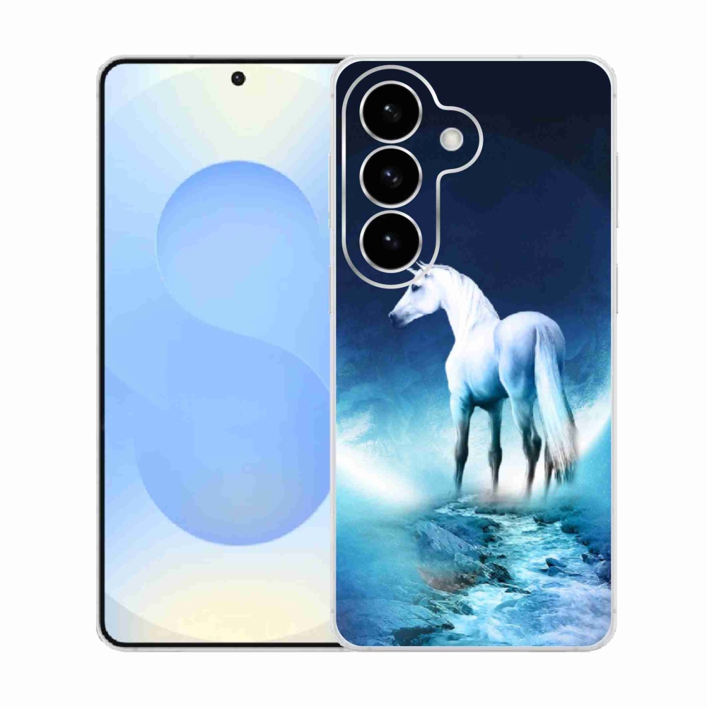 Gélový kryt mmCase na Samsung Galaxy S26 - biely jednorožec