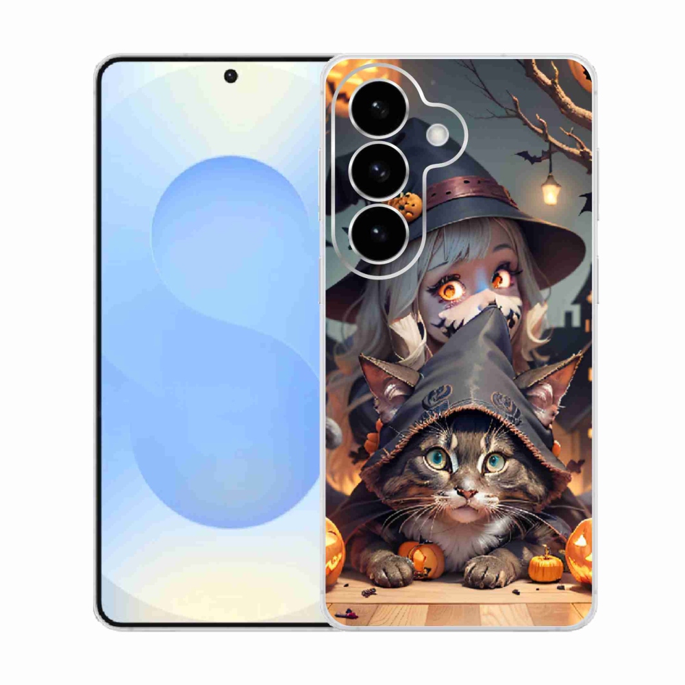 Gélový kryt mmCase na Samsung Galaxy S26 - čarodejnica s mačkou