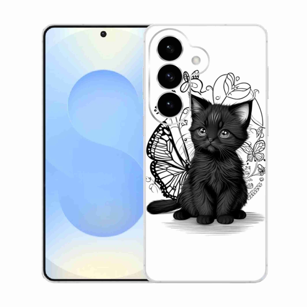 Gélový kryt mmCase na Samsung Galaxy S26 - čierne mačiatko