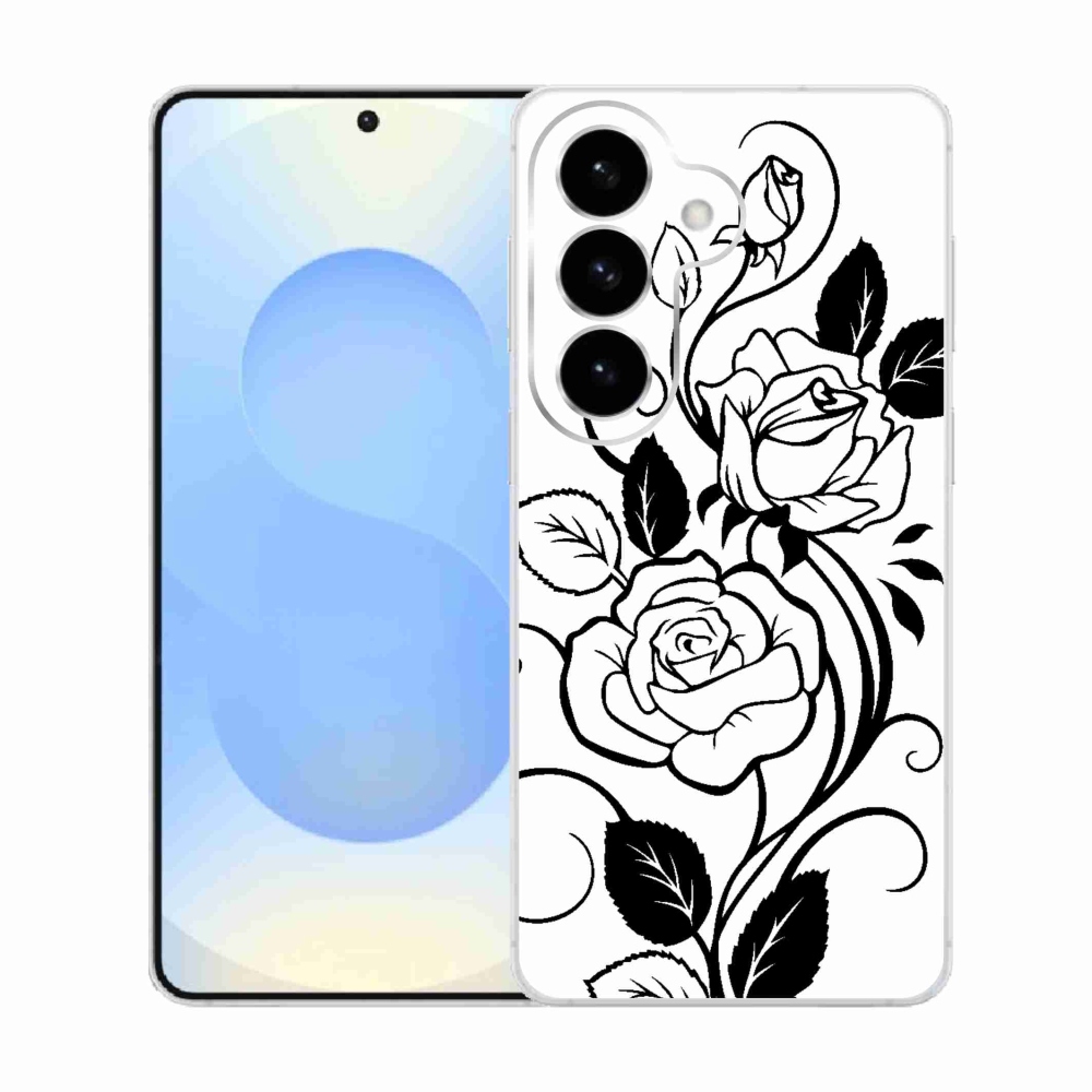 Gélový kryt mmCase na Samsung Galaxy S26 - čiernobiela ruža