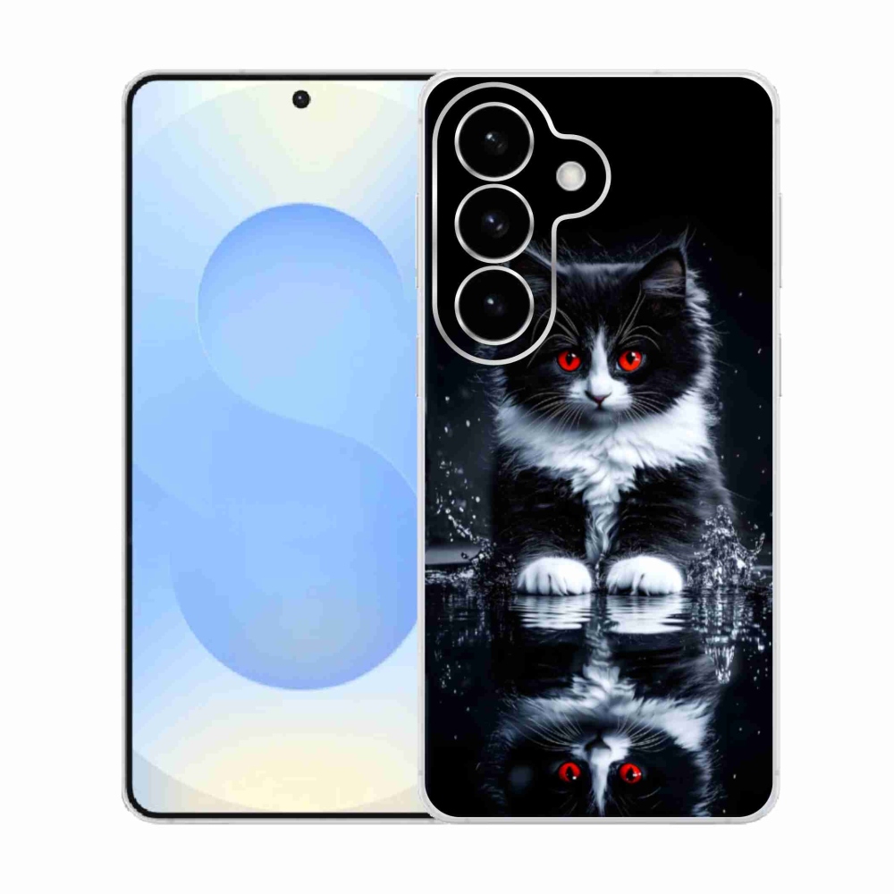 Gélový kryt mmCase na Samsung Galaxy S26 - čiernobiele mačiatko