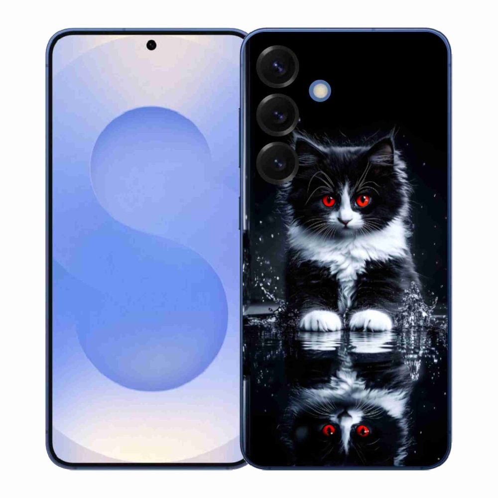 Gélový kryt mmCase na Samsung Galaxy S26+ - čiernobiele mačiatko