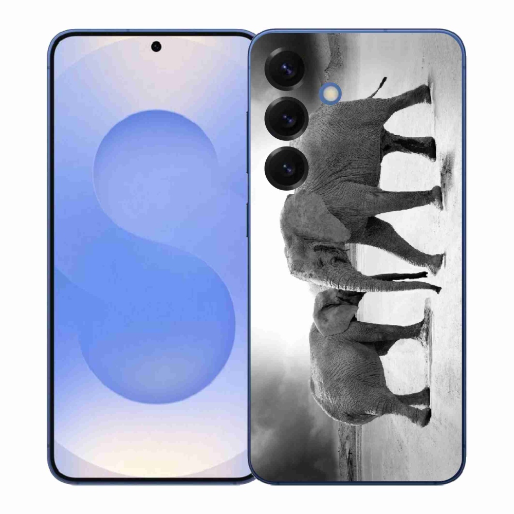 Gélový kryt mmCase na Samsung Galaxy S26+ - čiernobieli slony