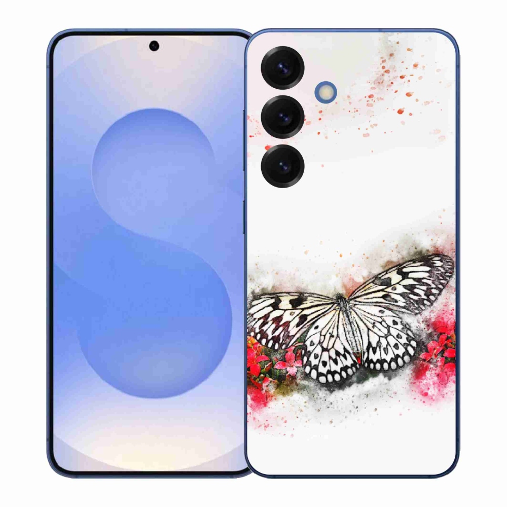 Gélový kryt mmCase na Samsung Galaxy S26+ - čiernobiely motýľ