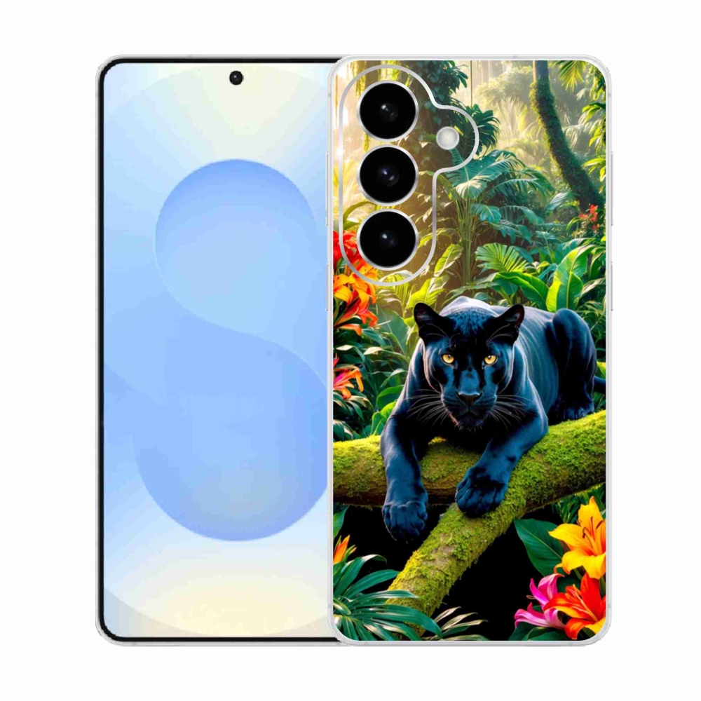 Gélový kryt mmCase na Samsung Galaxy S26 - čierny panter v džungli