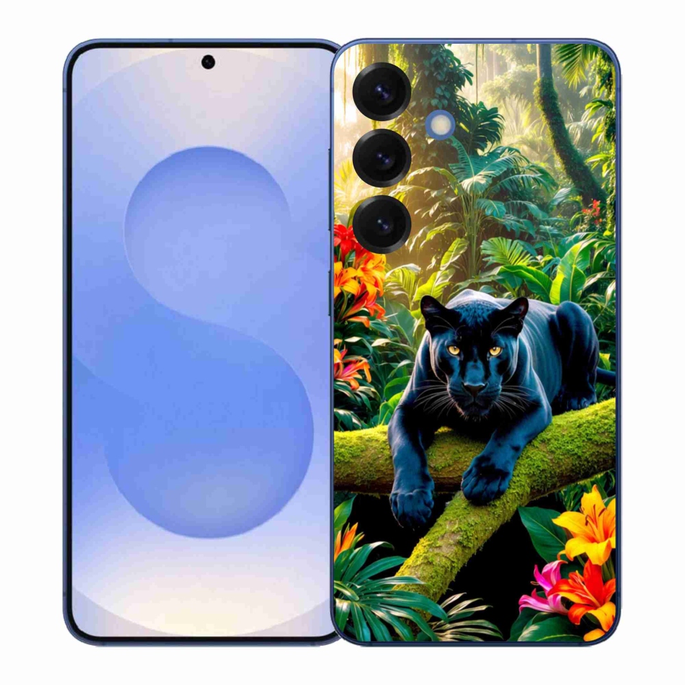 Gélový kryt mmCase na Samsung Galaxy S26+ - čierny panter v džungli